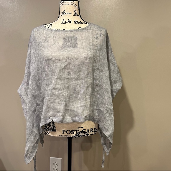 Eileen Fisher Side Tie Gauze Handkerchief Poncho - Picture 9 of 9